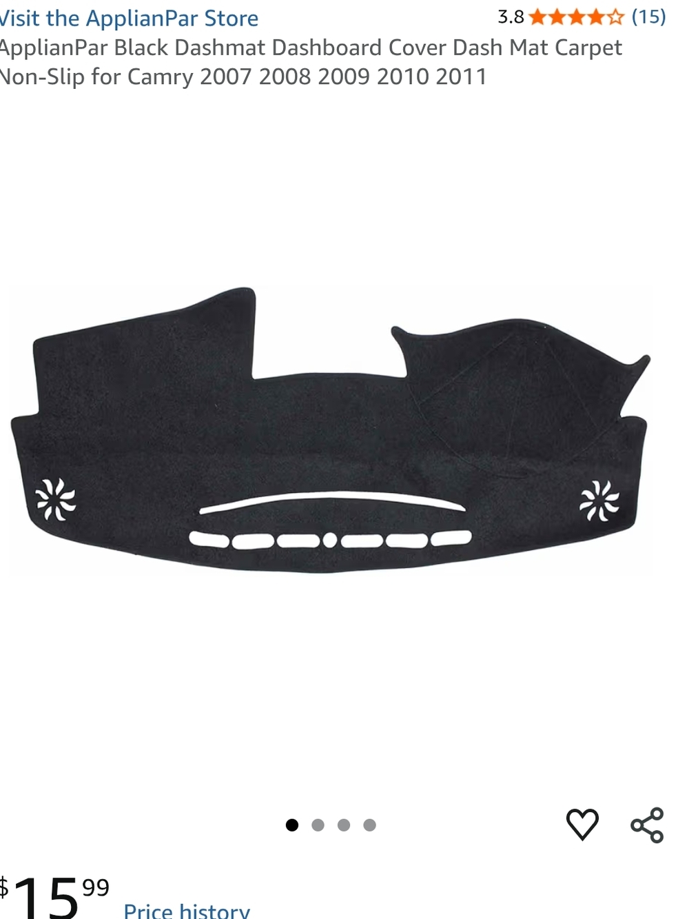 Black Dashmat Dashboard Cover - Non-Slip